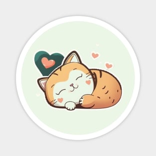 Sleepy Cat Valentine's Day Magnet